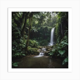 Waterfall In The Rainforest Art Print