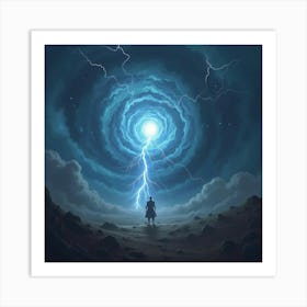 A Fierce Storm Giant Summoning Lightning From A Swirling Vortex In The Sky 1 Art Print