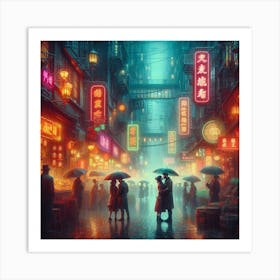 Hong Kong City At Night 1 Art Print