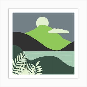 Landscape With Mountains And Water Art Print