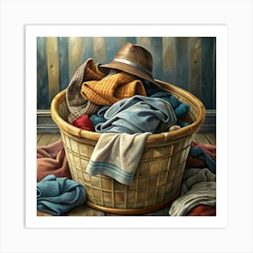 Basket Of Clothes Art Print