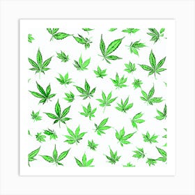 Marijuana Leaves Seamless Pattern Art Print