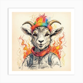 Rainbow Goat 6 Art Print