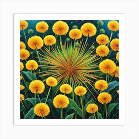 Whispers of Wishes: Dandelion Artistry Art Print