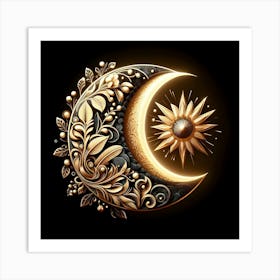 Golden Crescent With Sun Art Print