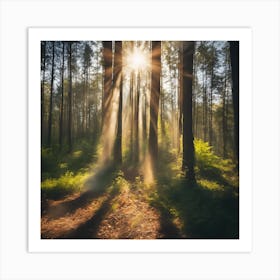 Sunrise In The Forest Art Print