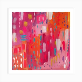 Pink and Orange Brushstrokes Abstract  Art Print