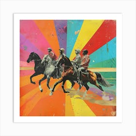 Retro Horse Riding Collage Art Print