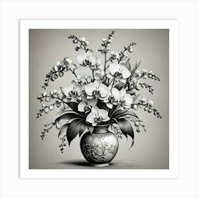 Orchids In A Vase 1 Art Print