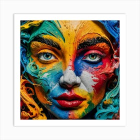 Mesmerizing Whirlwind: A Vivid Abstract Portrait Bursting with Color and Emotion 3 Art Print