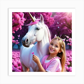 Unicorn And Girl Art Print