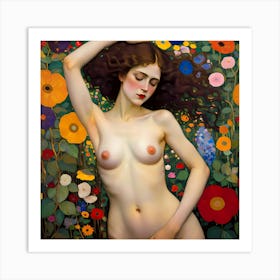 The Nude Girl In The Garden Of Joy Art Print