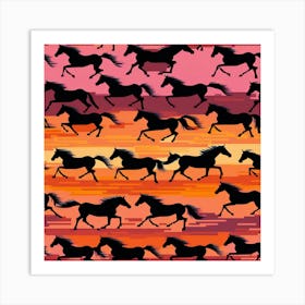 Horses In The Sunset art print Art Print