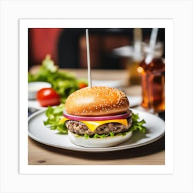 Hamburger On A Plate 42 Art Print