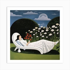 Woman In A Garden 2 Art Print