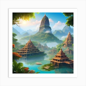 Indian Temple In The Mountains Art Print