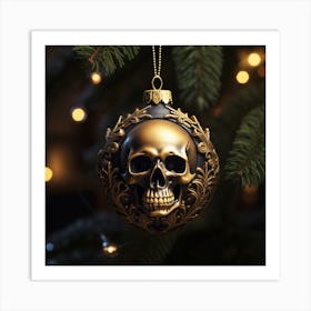 Christmas Tree Ornament Skull Art Print