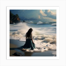 Girl On The Beach Art Print