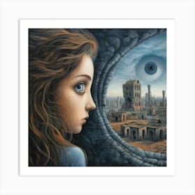 Girl Looking Out Of A Window Art Print