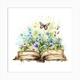 Open Book With Butterflies Art Print