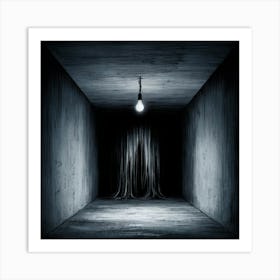 Dark Room With Light Bulb Art Print