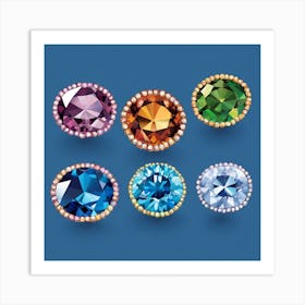 Set Of Colored Gemstones Art Print
