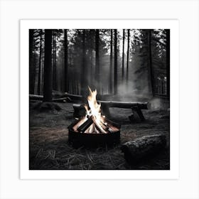 Campfire In The Woods 8 Art Print