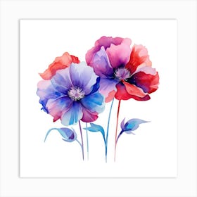 Watercolor Poppies 3 Art Print