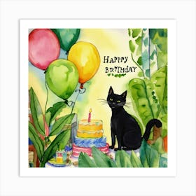 Happy Birthday Cat 1 Art Print