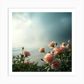 Pink Roses On The Beach 3 Art Print