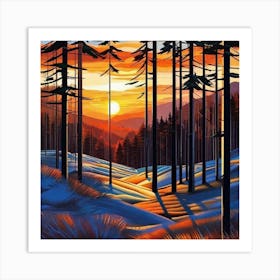 Sunset In The Woods 11 Art Print