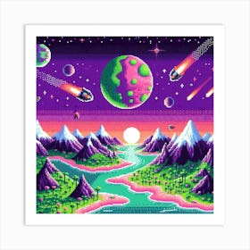 8-bit alien planet 3 Art Print