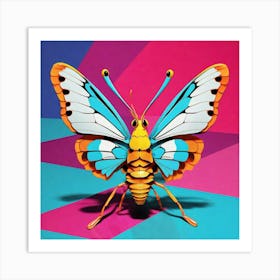 Butterfly On A Colorful Background Art Print