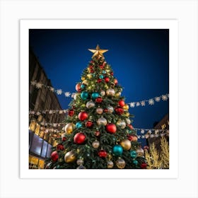 An Ultra Realistic Portrayal Of A Cheerfully Adorned Three Dimensional Pine Tree Its Evergreen Leav (2) Art Print