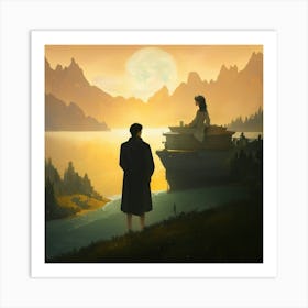 Man And Woman On A Boat Art Print