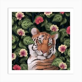 Serene Tiger Square Art Print