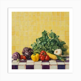 Vegetables Yellow Tile Art Print