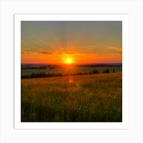 Sunset Over A Field Art Print