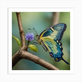 Butterfly On A Branch Art Print