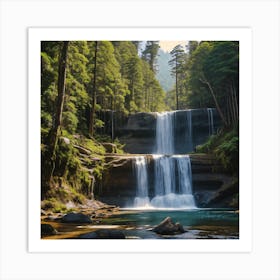 Waterfall In The Forest 11 Art Print