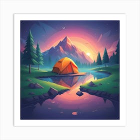 Tent In The Woods Art Print