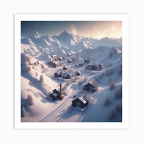 Snowy Village 1 Art Print