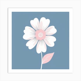 A White And Pink Flower In Minimalist Style Square Composition 521 Art Print