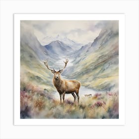 Highland Stag Scotland Rocky Retreat Art Print