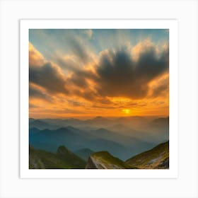 Sunset In The Mountains Art Print