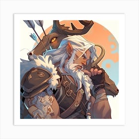 Elf with armored Fantasy Vest Art Print