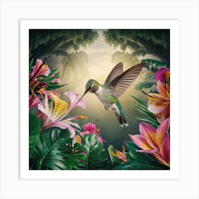 Hummingbird In The Jungle 1 Art Print