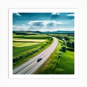 Nature Transportation City Summer Highway Expressway Grass Hill Traffic Country Up High G (4) Art Print