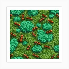 Pixel Ants On The Grass Art Print