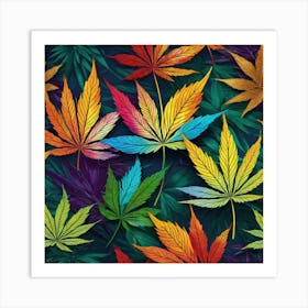 Colorful Marijuana Leaves 2 Art Print